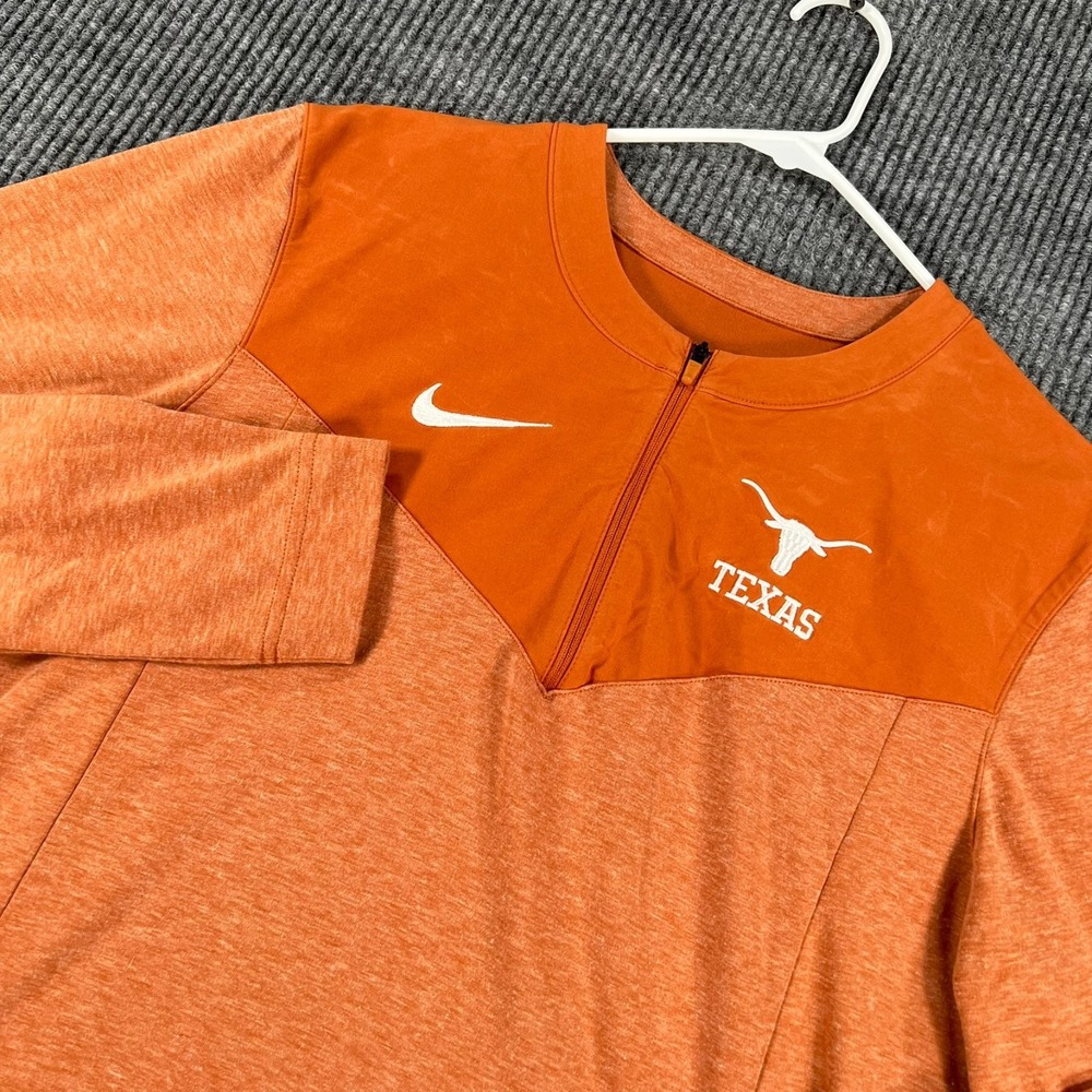 Texas Longhorns Pullover Shirt Mens Small Orange Long Sleeve 1/4 Zip Nike DriFit